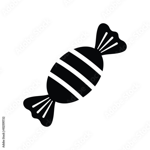 Toffee black and white flat vector icon and symbol design