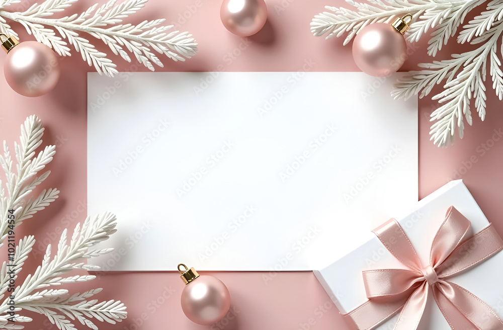 Obraz premium christmas and new year greeting card with empty frame for text