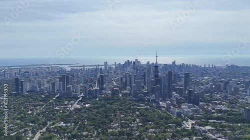 Urban aerial video of the skyline of Toronto, Canada