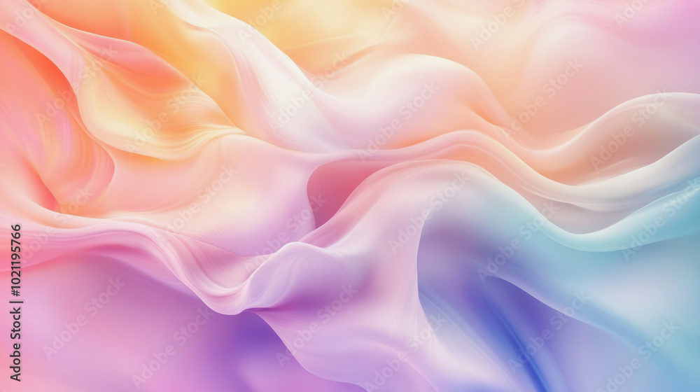 Obraz premium Soft pastel background with flowing patterns and gentle colors evokes a serene and calming atmosphere perfect for artistic creations