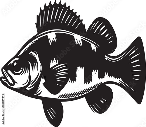 Perch , a common fish silhouette vector style wiith a white background 