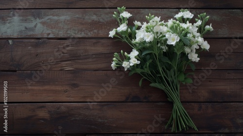 White Flowers on Rustic Wooden Background - Floral Photography