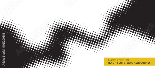 Black dotted halftone background elements calming rhythms wavy vector design illustration isolated