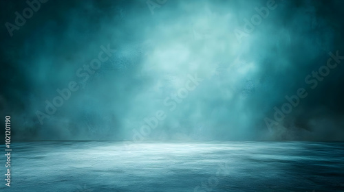 Abstract Teal and Blue Background with Smoke and Grunge Texture