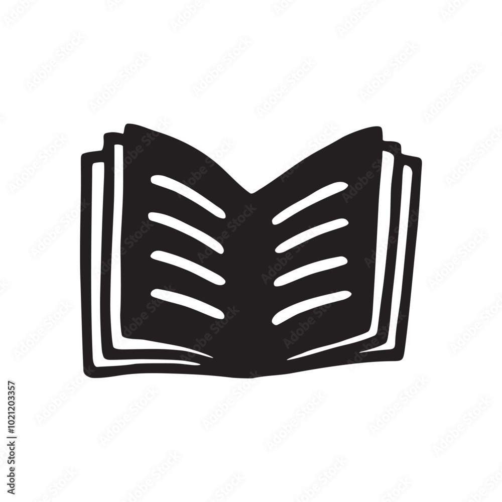 Doodle book icon handdrawn with ink pen. Knowledge and education symbol painted in grunge freehand style. PNG isolated on transparent background and vector illustration Doodle book icon handdrawn with ink pen. Knowledge and education symbol painted in grunge freehand style. PNG isolated on transparent background and vector illustration