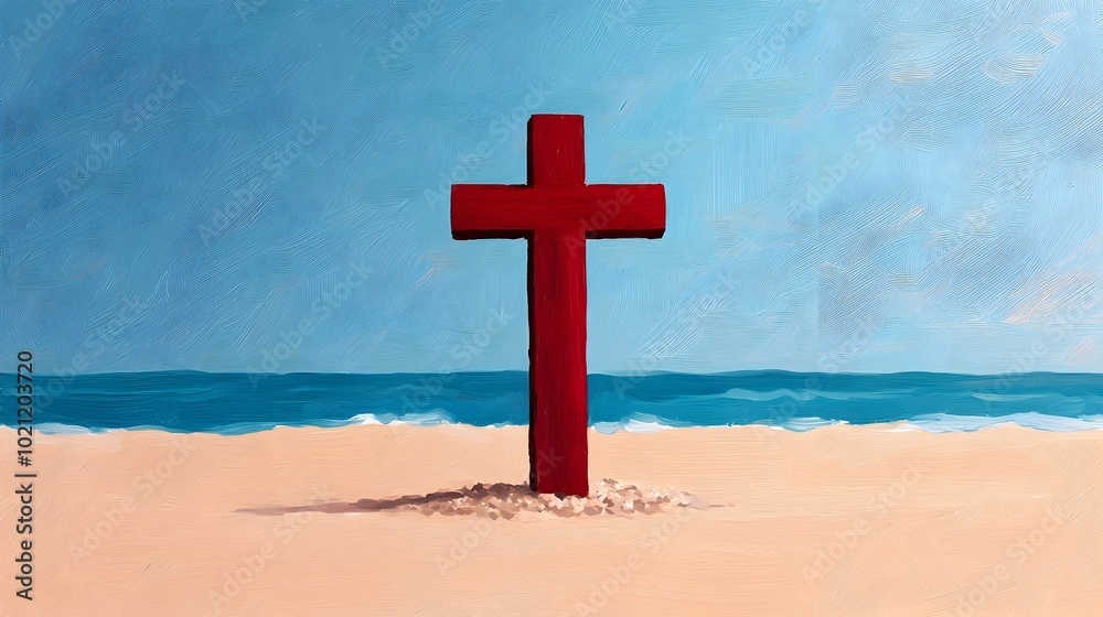 Rustic Wooden Christian Cross Red Heart and Gravel Floor A Powerful Trinity of Faith Hope and Love Set Against the Tranquil Backdrop of a Sun Drenched Beach with Gently Lapping Waves Soft Rustic Wooden Christian Cross Red Heart and Gravel Floor A Powerful Trinity of Faith Hope and Love Set Against the Tranquil Backdrop of a Sun Drenched Beach with Gently Lapping Waves Soft