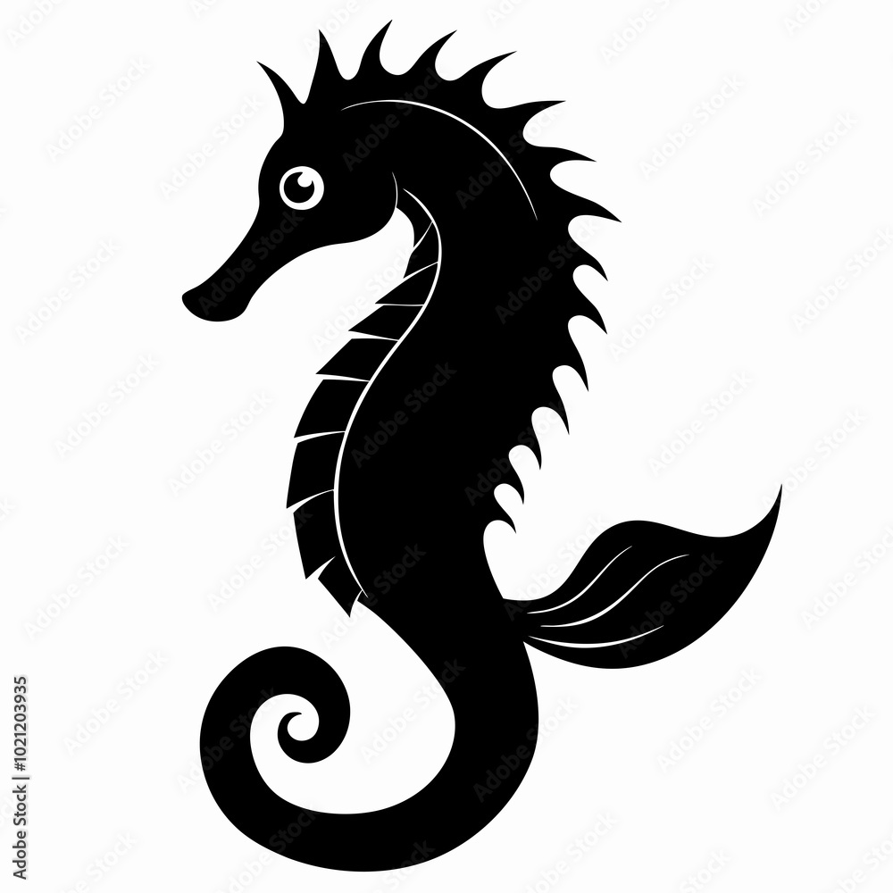 Silhouette of seahorse, sea animal, sea horse vector illustration Silhouette of seahorse, sea animal, sea horse vector illustration