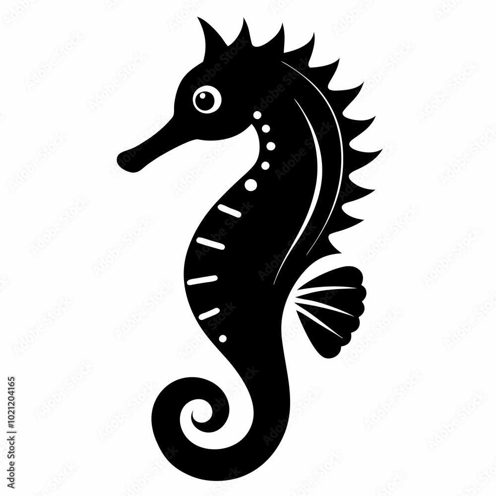 Fototapeta premium Seahorse silhouette, sea horse icon, Seahorse vector illustration 