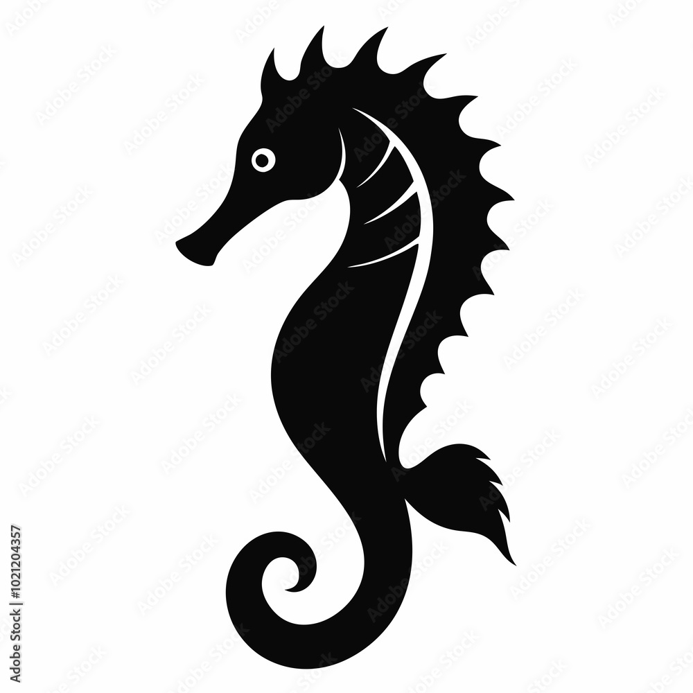 Fototapeta premium Seahorse silhouette, sea horse icon, Seahorse vector illustration 