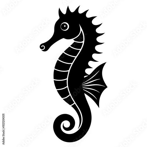 Seahorse silhouette, sea horse icon, Seahorse vector illustration 