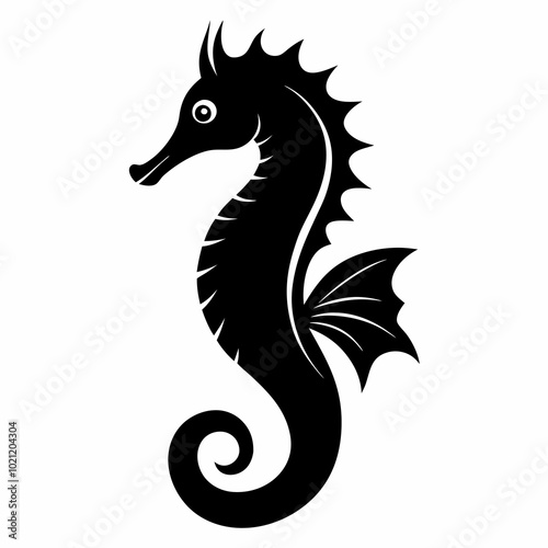 Seahorse silhouette, sea horse icon, Seahorse vector illustration 