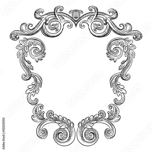 Hand drawing vintage baroque monogram vector illustration