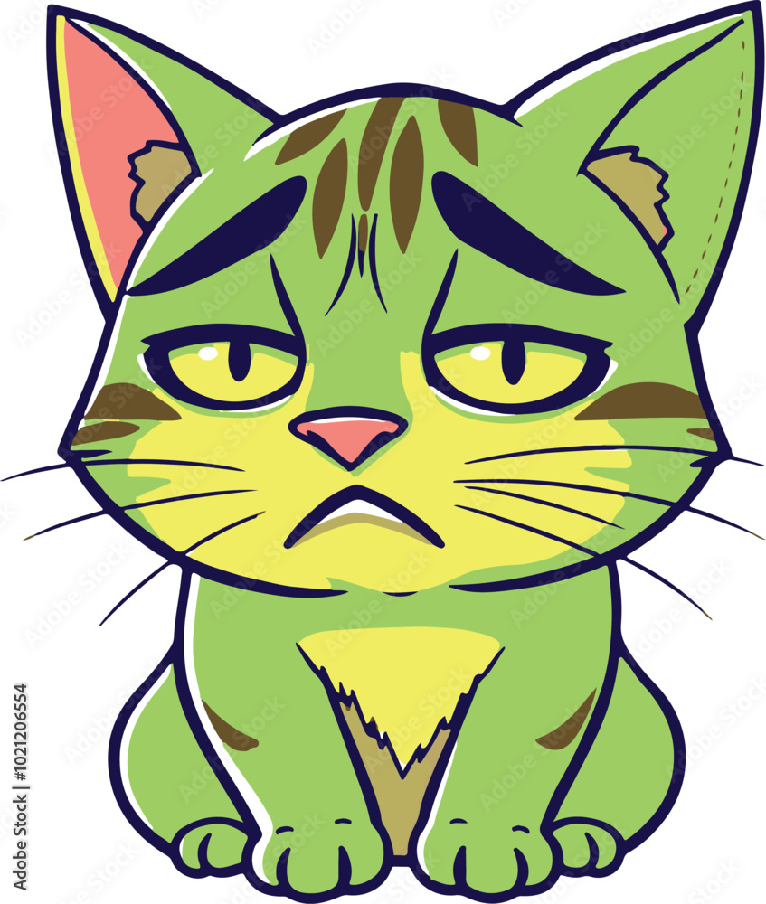 Fototapeta premium Sad cat character vector illustration mascot logo
