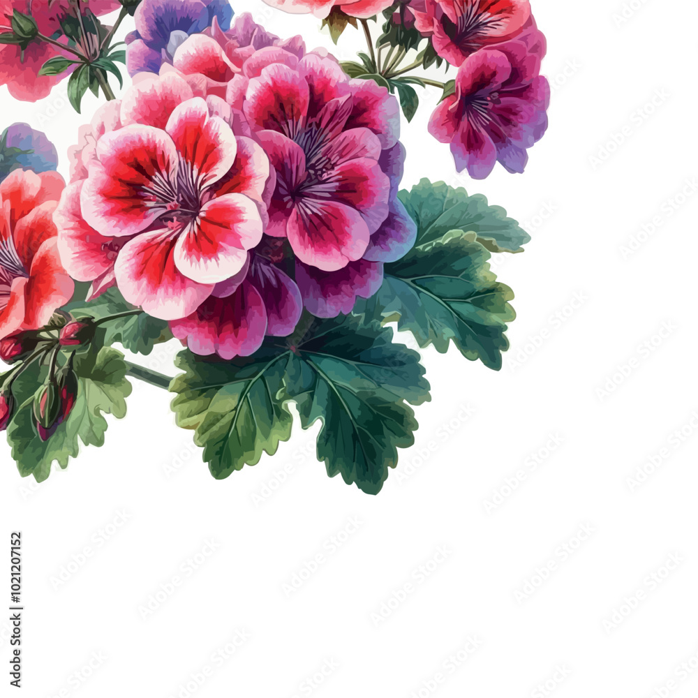 Obraz premium Geranium Flower Vector Watercolor Illustration