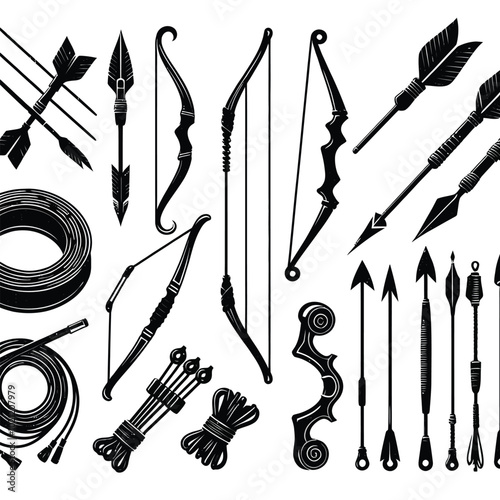 Bowstring Silhouette set vector