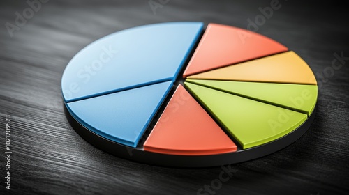 Colorful Pie Chart Segments on Wooden Background