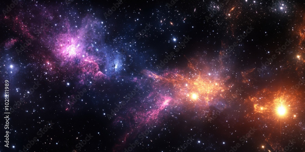Vivid nebula in space with glowing stars and colorful gas clouds. Vivid nebula in space with glowing stars and colorful gas clouds.