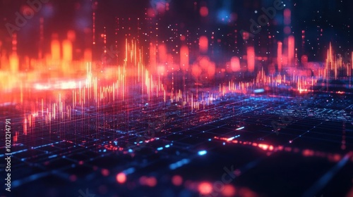 Investment portfolio management service  dynamic holographic charts  advanced analytics  Techno-futuristic  Digital art  Cool tones  High Detail