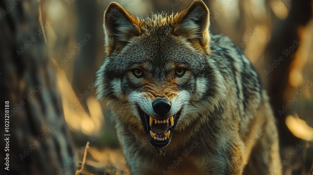 Aggressive wild animal in a rural area, emphasizing rabies risk, rabies infection, wildlife transmission risk Aggressive wild animal in a rural area, emphasizing rabies risk, rabies infection, wildlife transmission risk