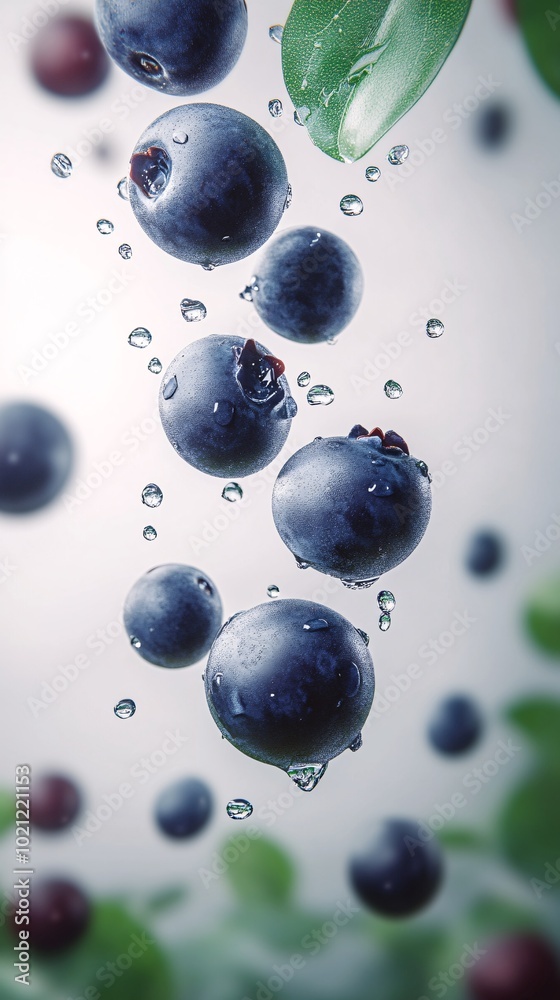 blueberry, in the air, realistic, top view, fruit close up blueberry, in the air, realistic, top view, fruit close up