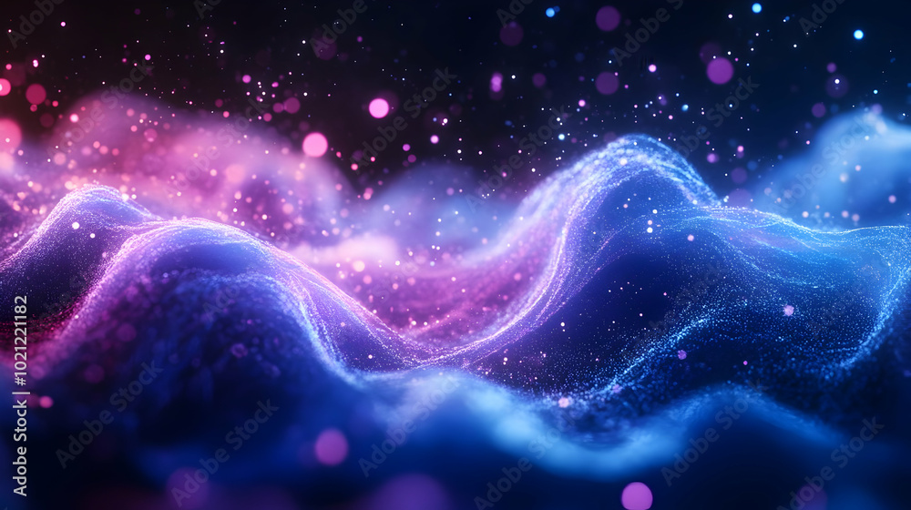 Abstract 3D Background with Purple and Blue Glowing Particles Abstract 3D Background with Purple and Blue Glowing Particles