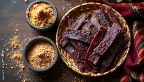 Borts Mongolian Air-Dried Meat Strips with Ground Meat Powder (Mongolian Cuisine) photo