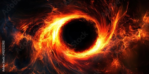 Fiery vortex swirling with intense orange and red flames around a dark center, creating a dramatic and mesmerizing effect.
