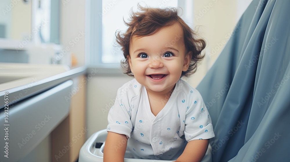Portrait of a Smiling Baby Boy in a White Onesie Portrait of a Smiling Baby Boy in a White Onesie