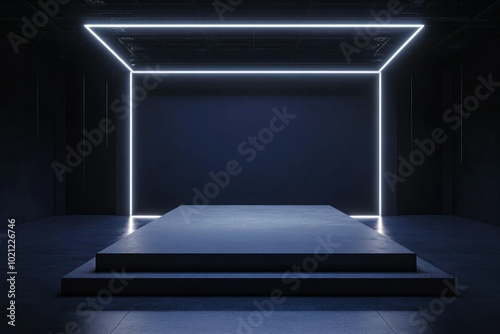 Minimalist Dark Interior Stage with Soft Lighting