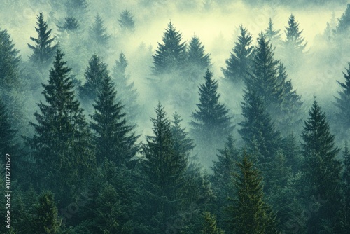 Misty Forest Landscape with Breathtaking Views