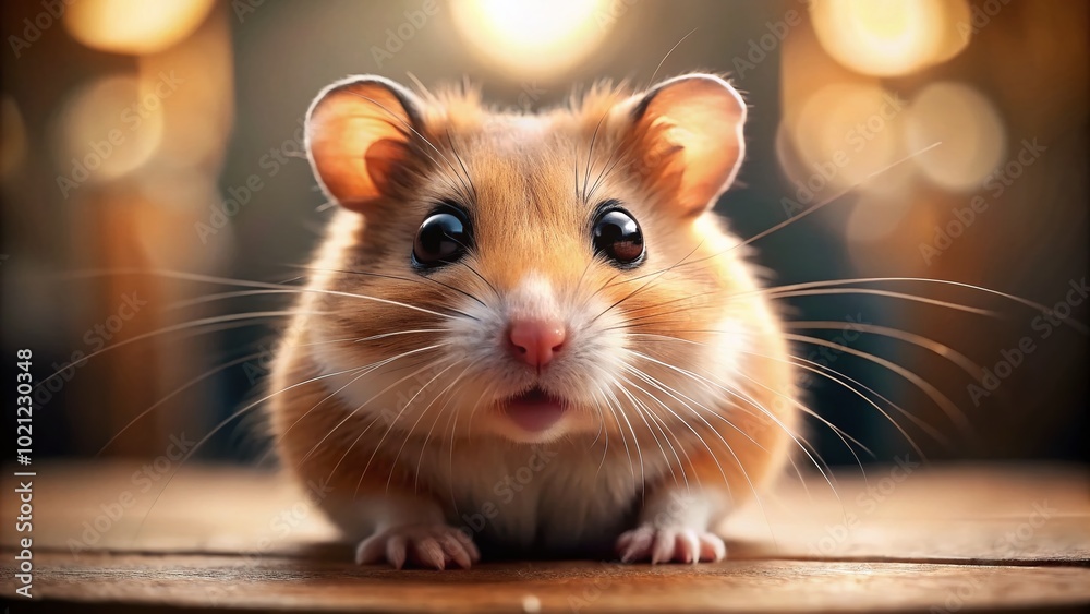 Adorable Shocked Hamster with Wide Eyes and Fluffy Fur Captured in a Moment of Surprise and Curiosity Adorable Shocked Hamster with Wide Eyes and Fluffy Fur Captured in a Moment of Surprise and Curiosity