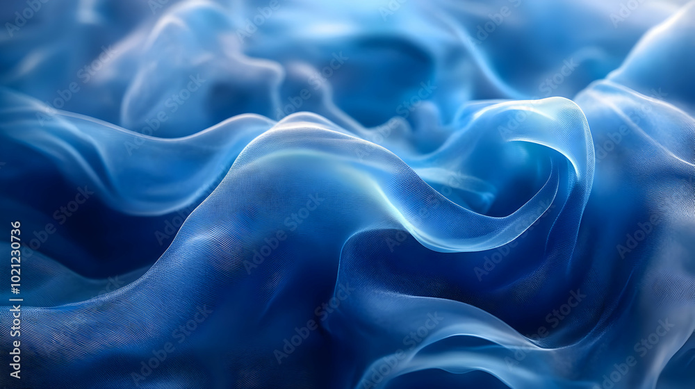 Obraz premium Abstract Blue Fabric Waves Illustration