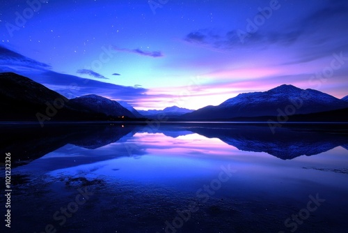 Serene Aurora Over Majestic Mountain View