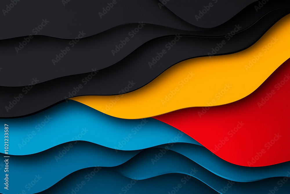 Fototapeta premium Red/yellow/blue/black abstract and background. generative AI
