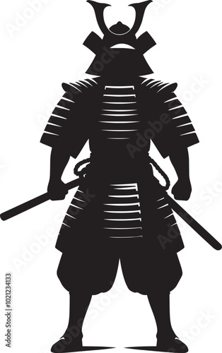 samurai warrior sward man mascot Silhouette illustration isolated on a white background