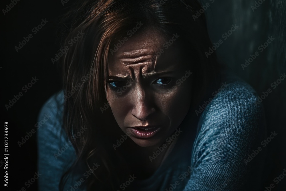 Woman Expressing Deep Emotions of Distress and Anxiety Woman Expressing Deep Emotions of Distress and Anxiety