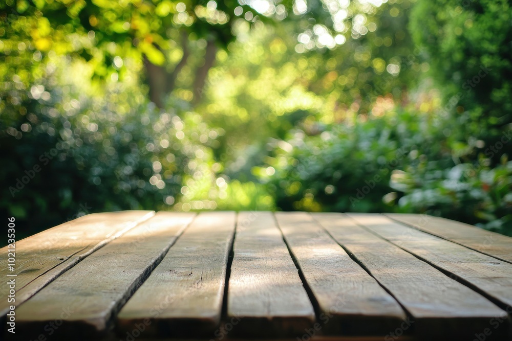 Wooden Table with Soft Background in Natural Setting Wooden Table with Soft Background in Natural Setting