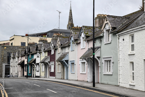 Row of colorful houses and doors