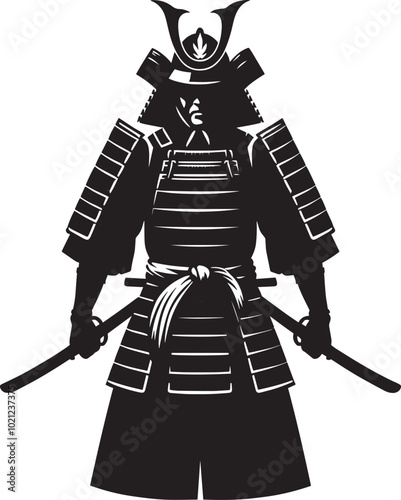 samurai warrior sward man mascot Silhouette illustration isolated on a white background