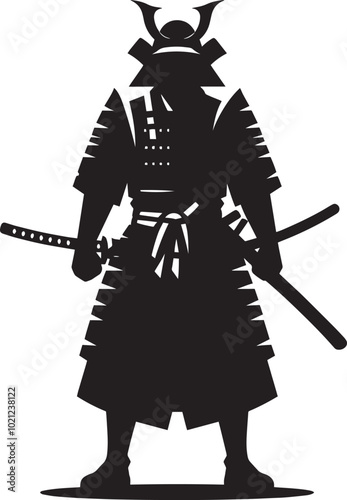 samurai warrior sward man mascot Silhouette illustration isolated on a white background