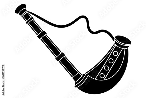  Irish Uilleann Pipe Silhouette Vector Illustration Traditional Clipart