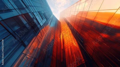 Wallpaper Mural A striking view of modern glass architecture reflecting warm hues against a sky backdrop. Torontodigital.ca