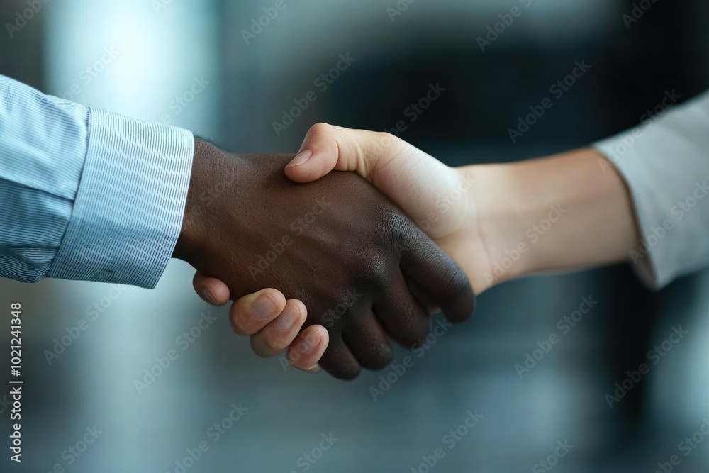 Professionals Engaging in Friendly Handshake Professionals Engaging in Friendly Handshake