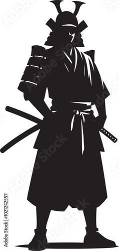 samurai warrior sward man mascot Silhouette illustration isolated on a white background