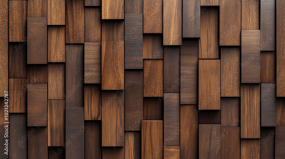 Wood, Timber, Tile Wall background with Rectangular blocks. 3D rendering. Abstract Brown Wooden Wall Paneling. Wood, Timber, Tile Wall background with Rectangular blocks. 3D rendering. Abstract Brown Wooden Wall Paneling.