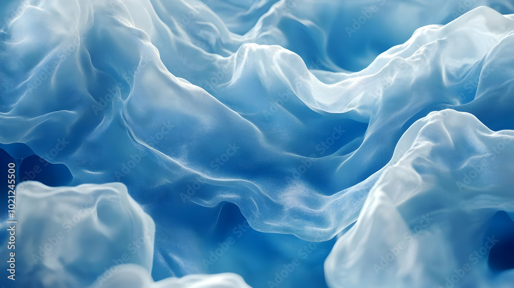 Abstract Blue and White Fabric Waves 3D Illustration Abstract Blue and White Fabric Waves 3D Illustration