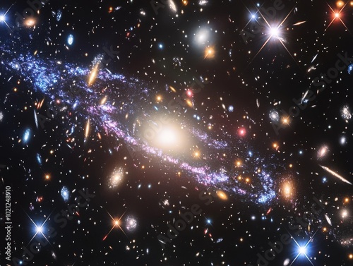 A breathtaking view of a spiral galaxy amidst a multitude of stars and galaxies in the universe.