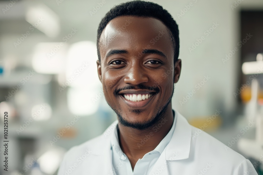 Happy Male Portrait in Laboratory Setting Happy Male Portrait in Laboratory Setting
