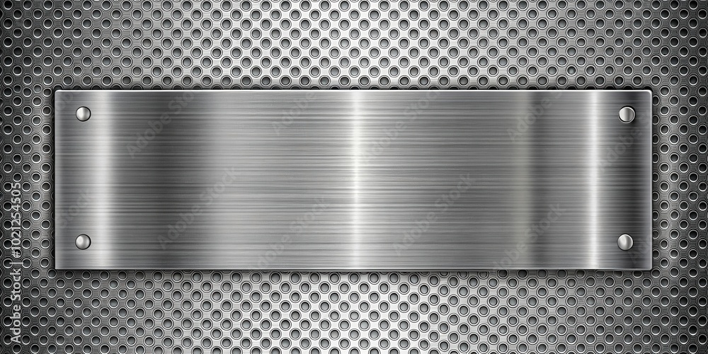 Metal Plate Brushed Steel Texture with Perforated Background