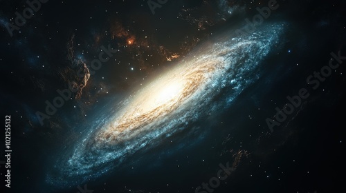 Stunning spiral galaxy glowing in the vastness of deep space, surrounded by countless stars.